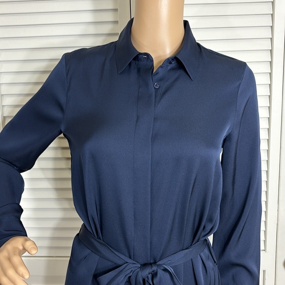 NWT Quince Silk Stretch Shirt Dress XS in Blue - Picture 7 of 16